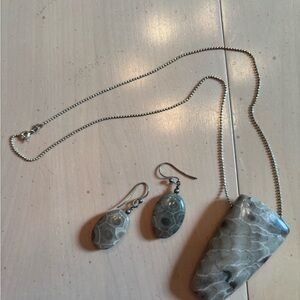 Petoskey Stone Necklace and Earring Set